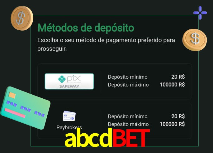 O cassino abcdbet oferece uma grande variedade de métodos de pagamento